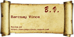 Barcsay Vince névjegykártya